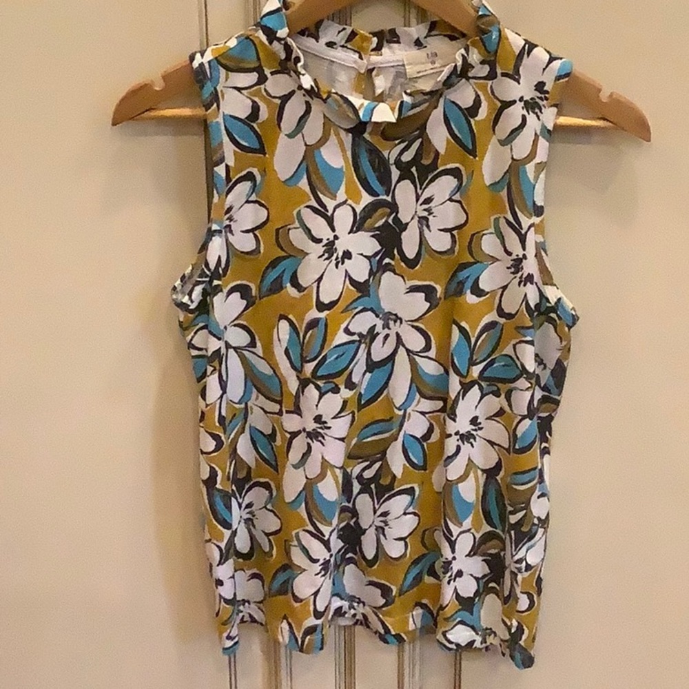 Anthropologie Theia Ruffled Tank Top in Floral